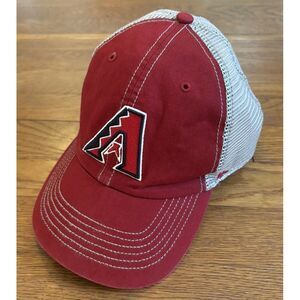 MLB Arizona Diamondbacks 47 Brand Snap Back Trucker Hat‎ Mesh Red Tan Distressed